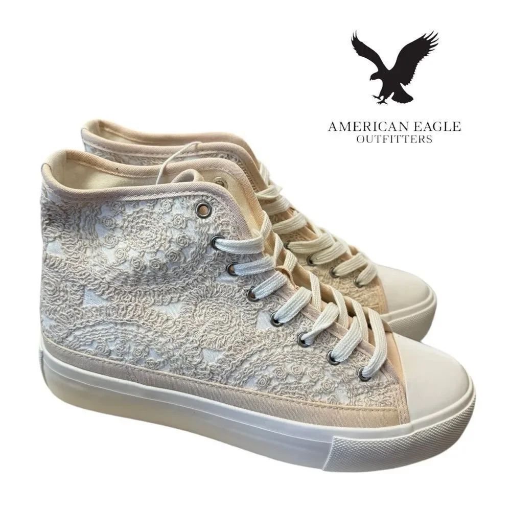 AE American Eagle Outfitters Crochet Platform High-Top Sneaker